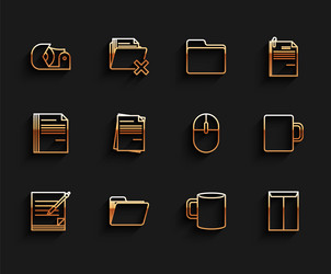 set line blank notebook and pen document folder vector image