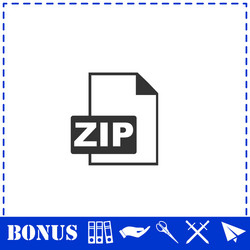 Zip file icon flat vector