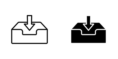 inbox icons set in filled and strokes on white vector image