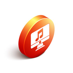 isometric computer with music note symbol vector image