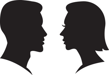 Man and woman silhouette face to icon vector