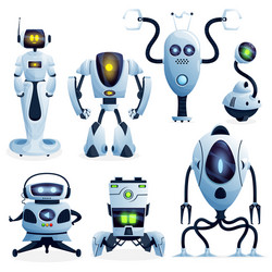 robots cartoon characters and android bots vector