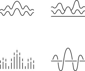 sound waves linear icons set noise vibration vector