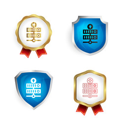 abstract server upload badge and label collection vector image