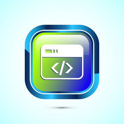 coding icon design web development glossy vector image