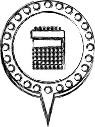 monochrome sketch with calendar and circular vector image