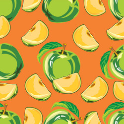 Seamless pattern of green apple vector