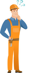 thinking builder with question marks vector image