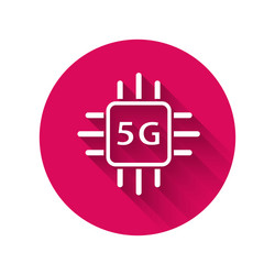 white computer processor 5g with microcircuits cpu vector image