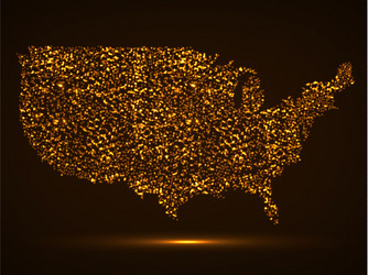 Abstract map of usa with glowing particles vector