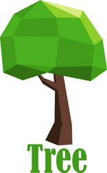 abstract polygonal tree icon with green crown vector image