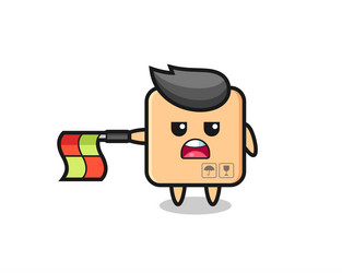 cardboard box character as line judge hold vector image