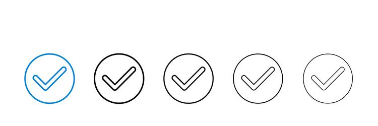check icons in five different stroke sizes vector image
