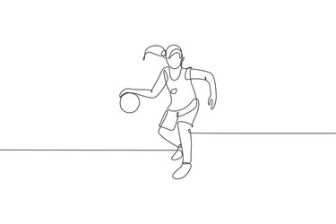 Dynamic Single Line Basketball Player vector image