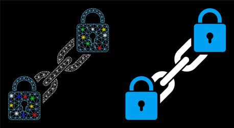 glossy mesh network lock blockchain icon vector image