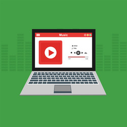 media player application app template with flat vector image