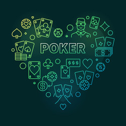 Poker concept heart-shaped colorful outline vector