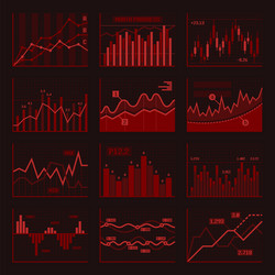 red business charts and graphics set vector image