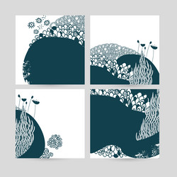 set doodle abstract nature pattern square vector image