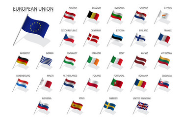 set european union country flags 2019 vector