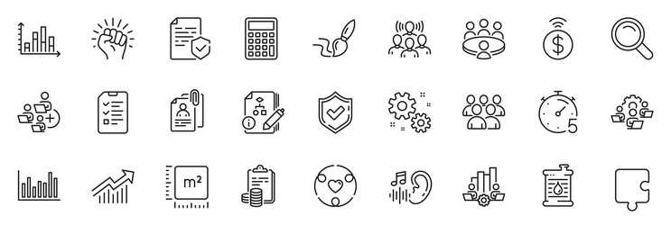 Icons pack as empower accounting and hearing line vector