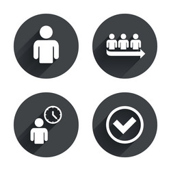 Waiting Queue Icon with Checkmarks & Time vector image
