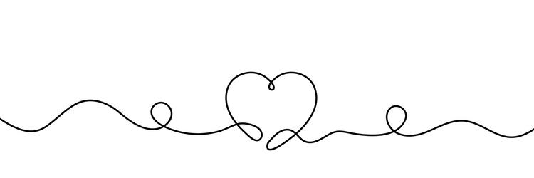 Heart shape in continuous line drawing style vector