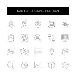 line icons set machine learning pack vector