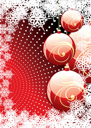 red bauble christmas background vector