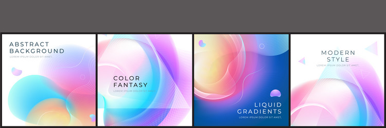 Set square liquid color abstract geometric vector