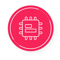 white line computer processor with microcircuits vector image
