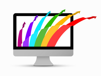 Computer screen with colorful arrows isolated vector