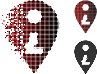 fragmented pixel halftone litecoin map marker icon vector image