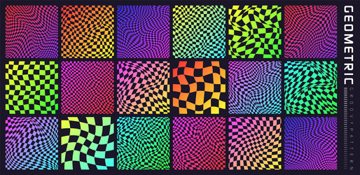 groovy checkered pattern colorful distorted tiled vector image