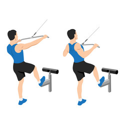 man doing standing lat pulldown exercise vector