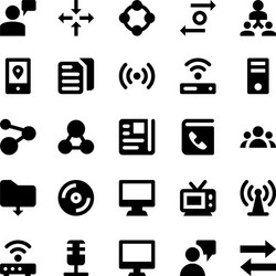 Network and communications line icons 6 vector