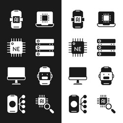 set server data processor cpu artificial vector image