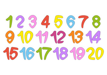 a set of numbers from one to twenty bright vector image