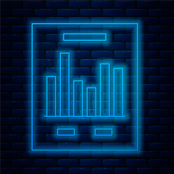 glowing neon line document with graph chart icon vector image