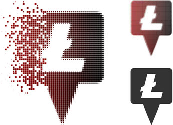 moving dot halftone litecoin map pointer icon vector image