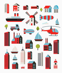 a set urban objects in flat style including vector image