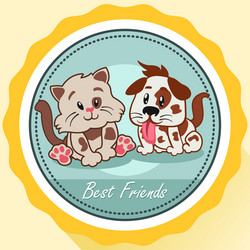 Dog and cat best friends poster vector