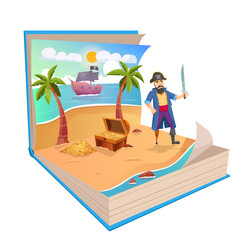 A pop up book about pirate vector