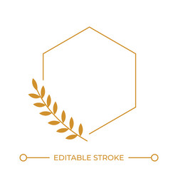hexagon frame with laurel branch line color icon vector image
