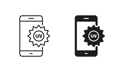 uv index level mobile app line and silhouette icon vector image