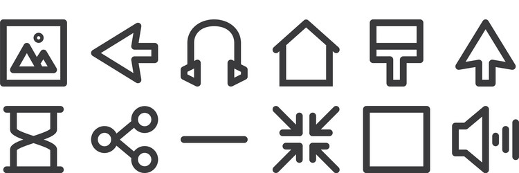 12 set linear user interface icons thin vector image