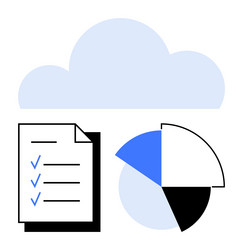 cloud storage concept with checklist and pie chart vector image