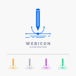 Design pen graphic draw 5 color glyph web icon vector