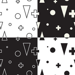 Set seamless black and white pattern Royalty Free Vector
