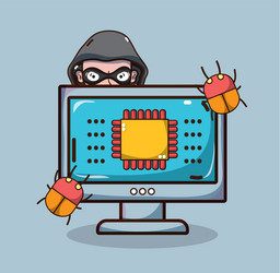 Hacker and security system technology vector